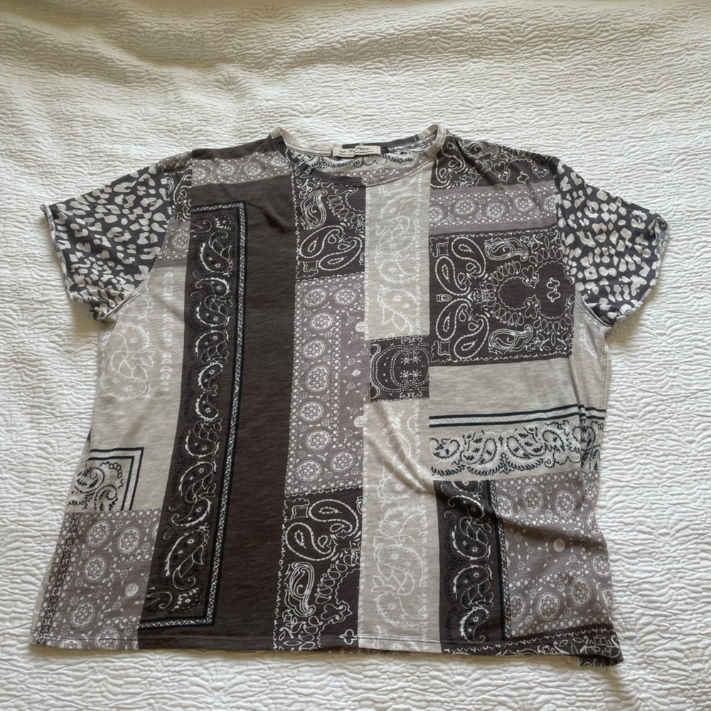 Free People mixed print t shirt, size Medium
